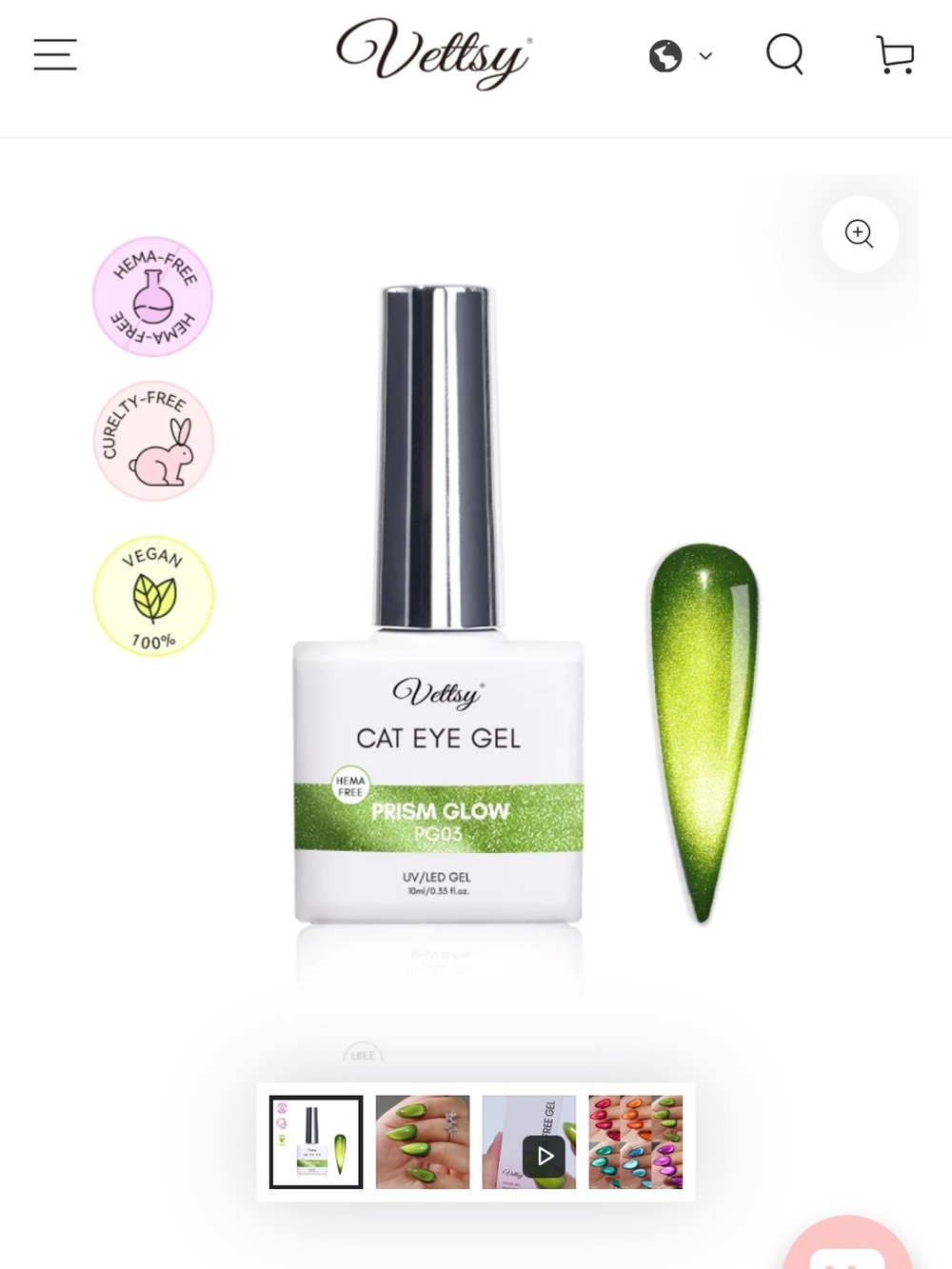 Vettsy Prism Glow Cat Eye Gel in PG03 .55 fl oz New